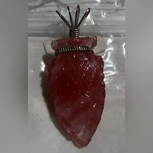 Elegant Red Arrowhead Stone Pendant